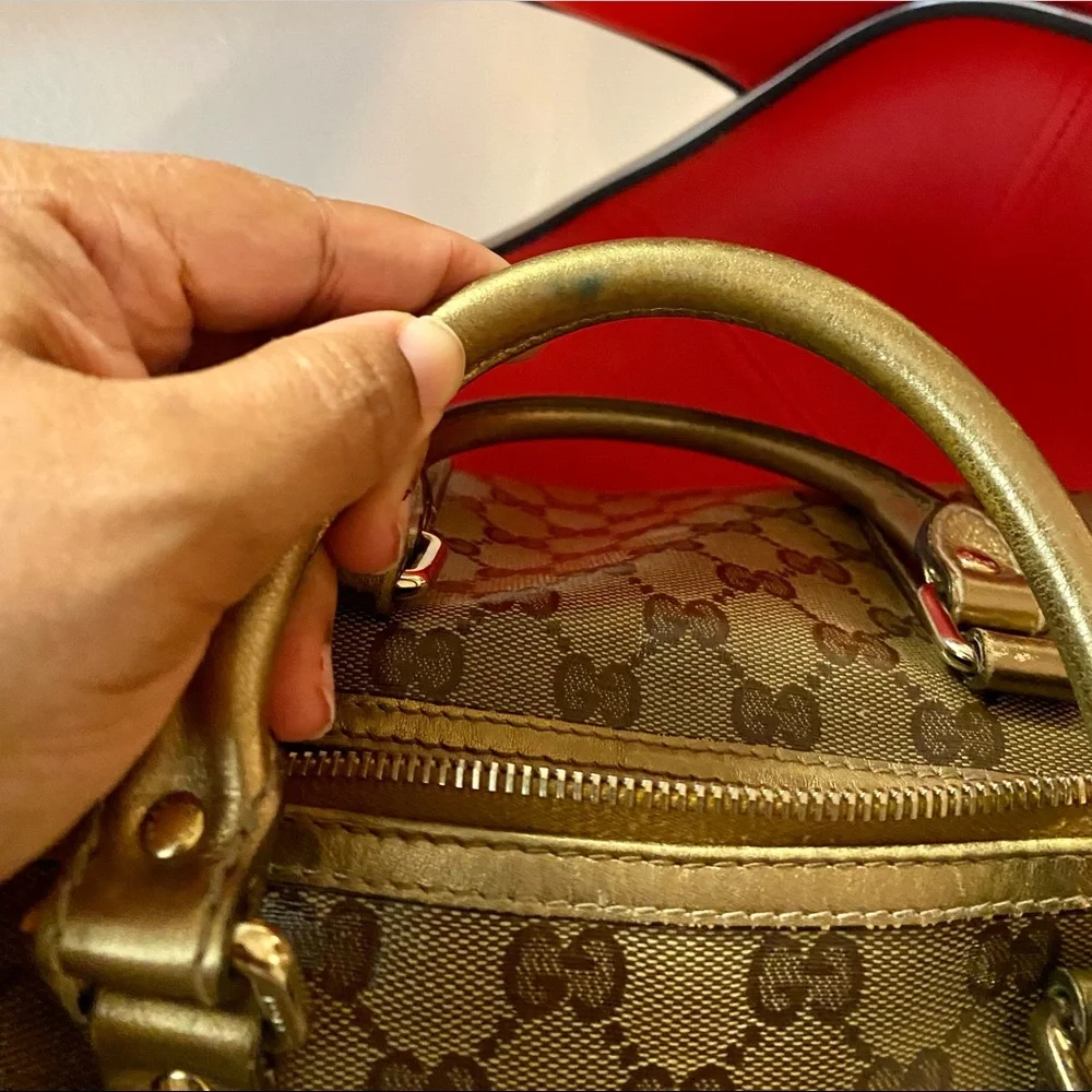 AUTHENTIC GUCCI BOSTON JOY PEWTER BROWN COATED BRONZE BAG - Picture 15 of 15